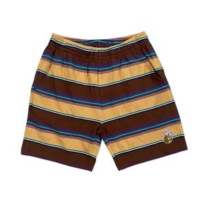 The Hundreds Brown and Tan Striped Men Shorts Sweat Small